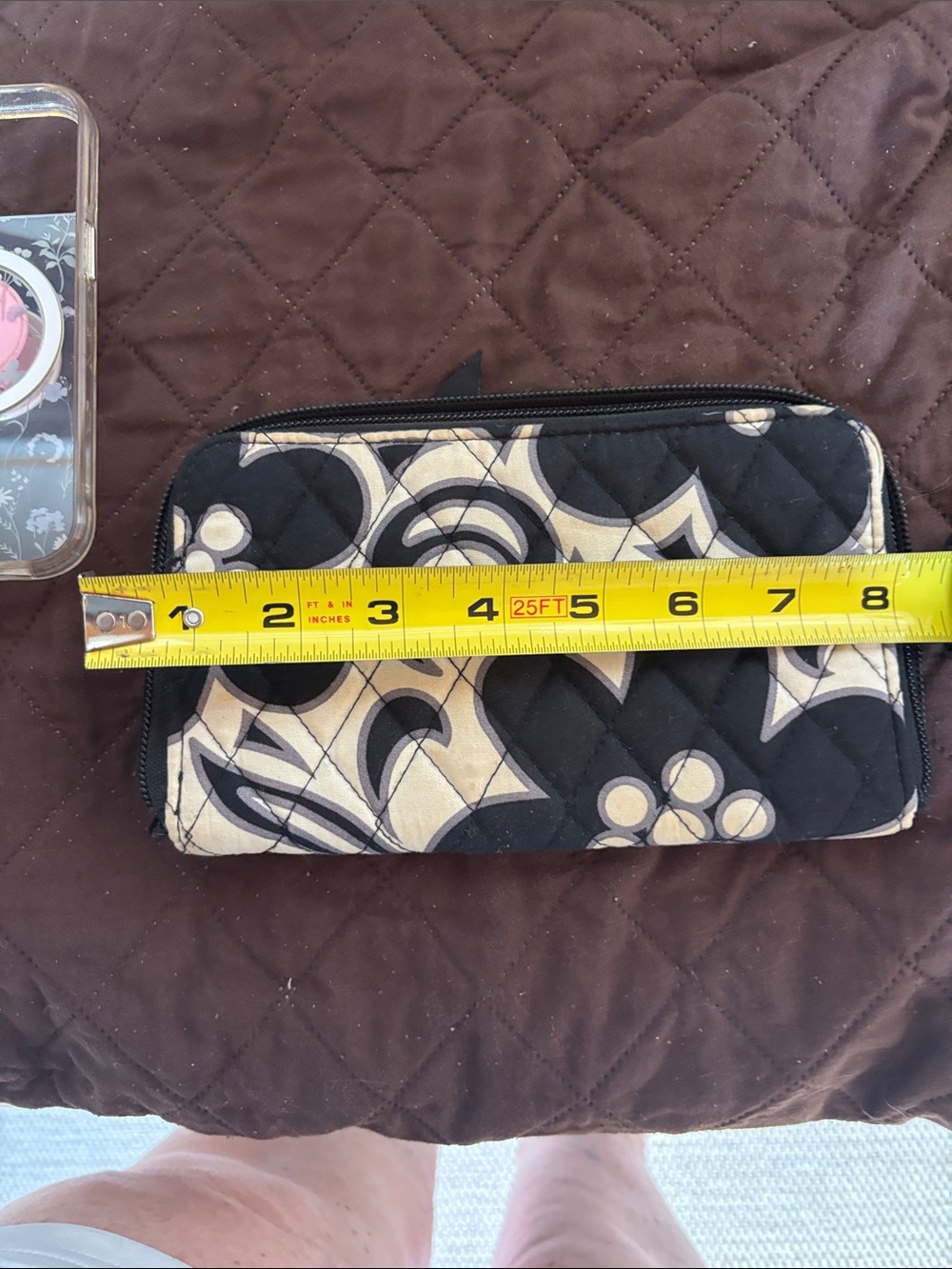 Vera Bradley Black and Cream Quilted Zip Wallet - Picture 5 of 6